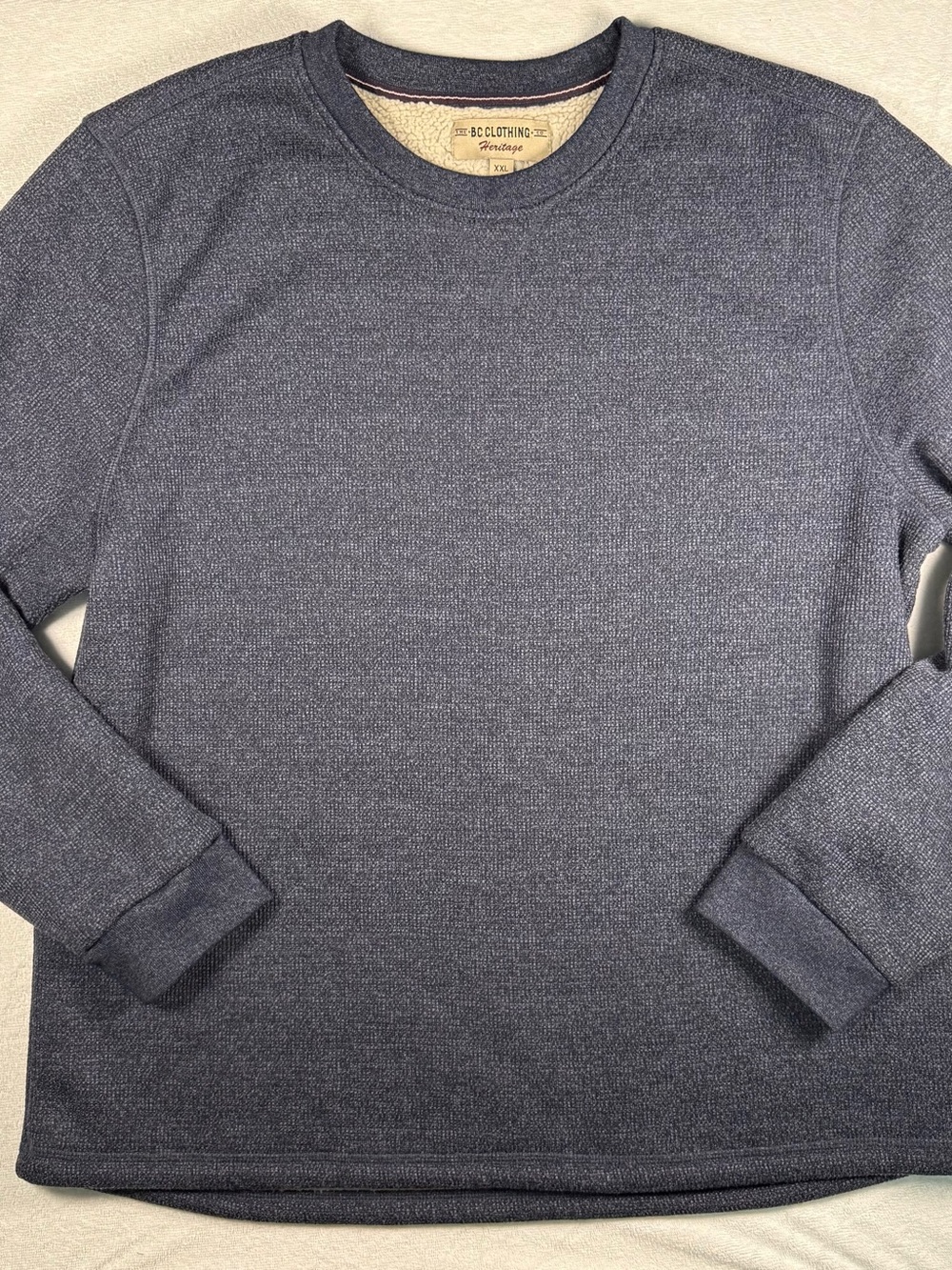 Heritage Men's Heather Navy Sherpa-Lined Crewneck Long Sleeve Shirt